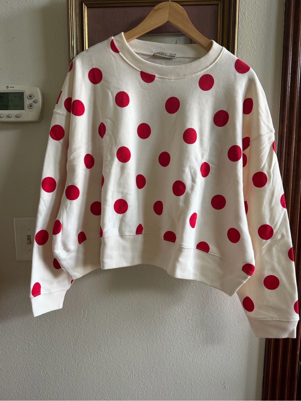 Zenana Cream with Red Polka Dots Sweatshirt and Shorts Set